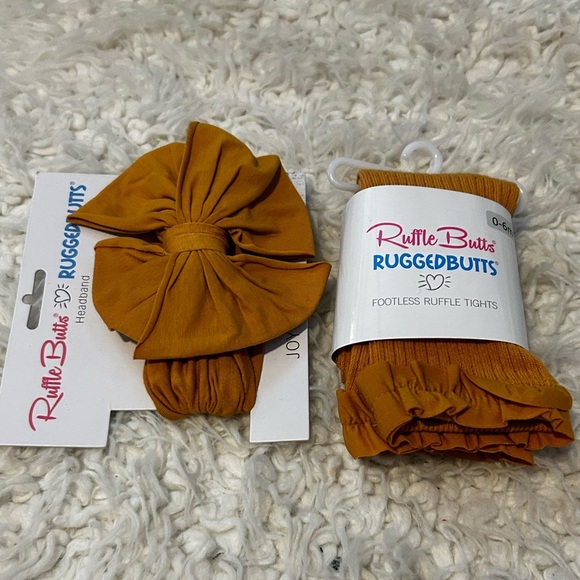 Sale RuffleButts Headband Bow ruffle footless tights 0-6m fairly core whimsical - Picture 1 of 7